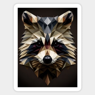 Triangle Raccoon - Abstract polygon animal face staring Sticker